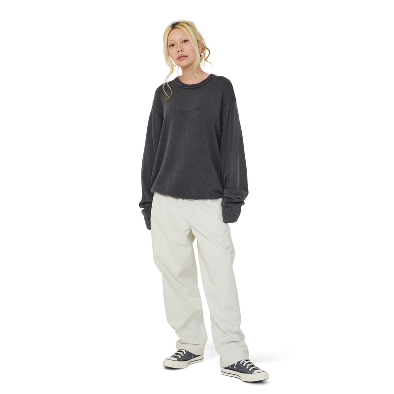 Huf Pacific Wash Embossed Crewneck Sweater Black