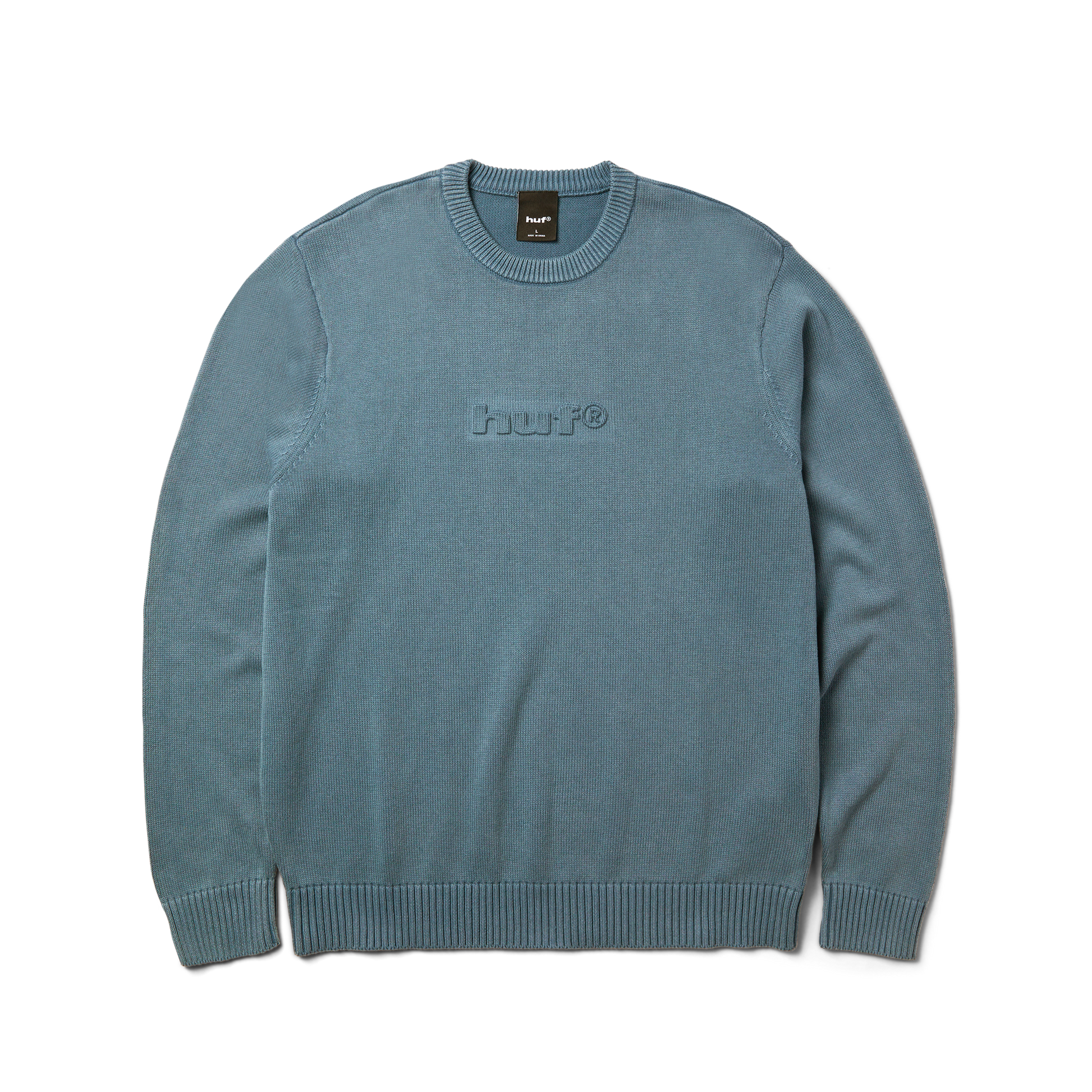 Huf Pacific Wash Embossed Crewneck Sweater Blue