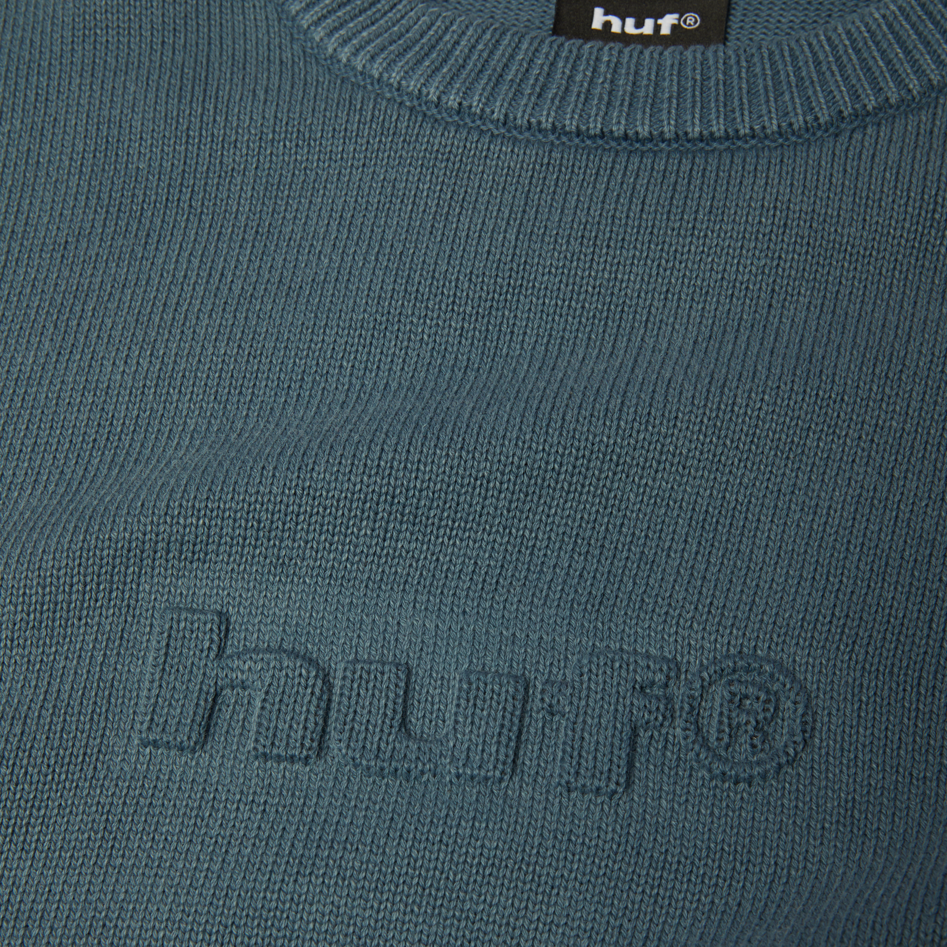 Huf Pacific Wash Embossed Crewneck Sweater Blue