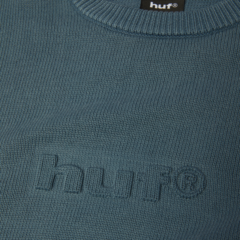Huf Pacific Wash Embossed Crewneck Sweater Blue