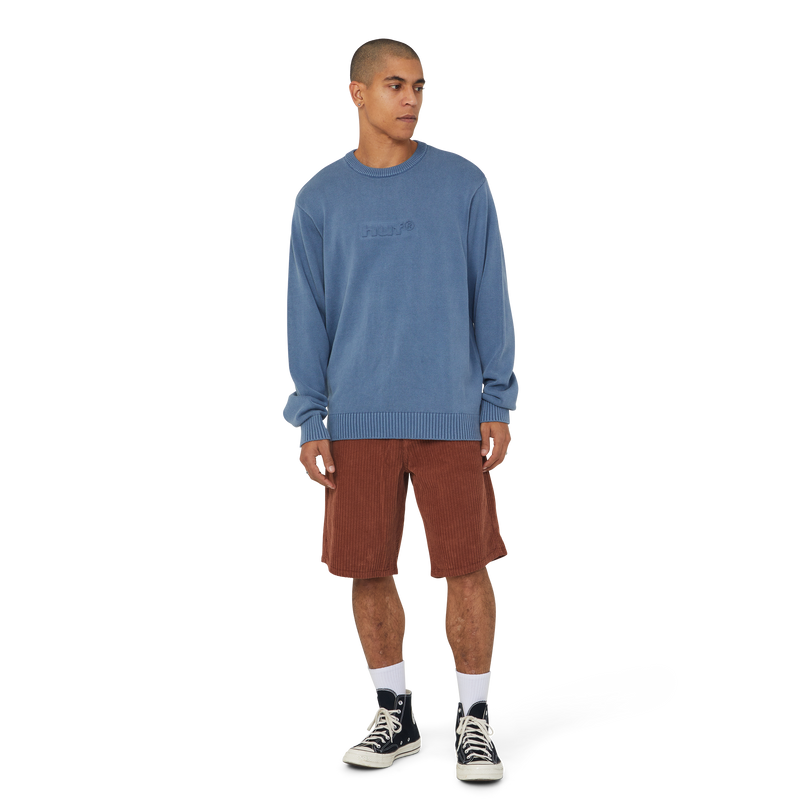 Huf Pacific Wash Embossed Crewneck Sweater Blue