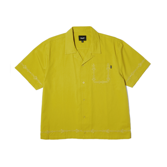 Huf Pinstripe Embroidered Resort Shirt Avocado