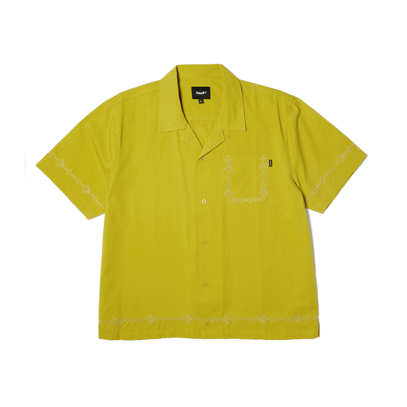 Huf Pinstripe Embroidered Resort Shirt Avocado