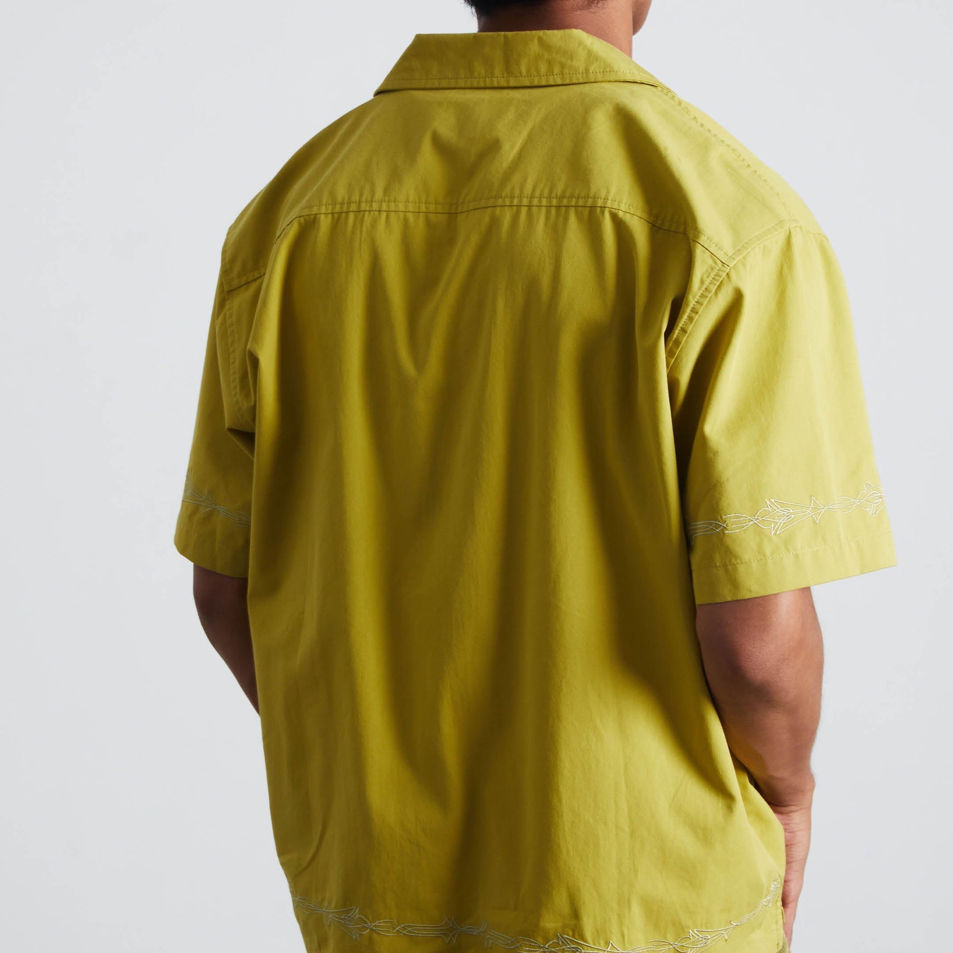 Huf Pinstripe Embroidered Resort Shirt Avocado