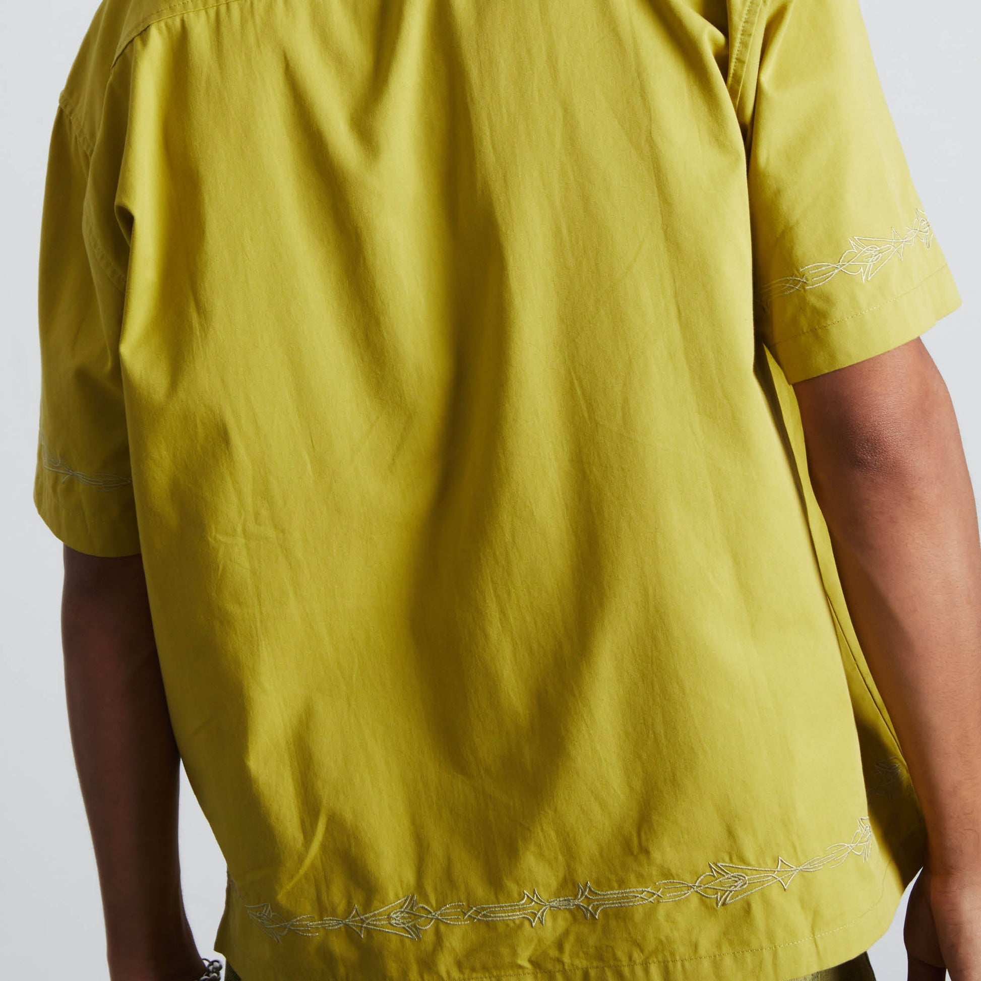 Huf Pinstripe Embroidered Resort Shirt Avocado