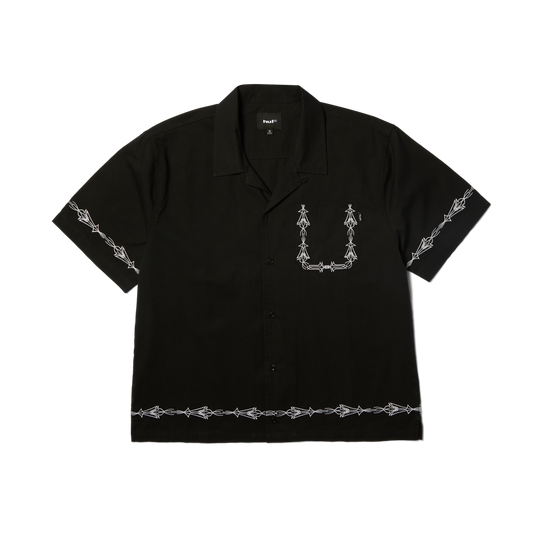 Huf Pinstripe Embroidered Resort Shirt Black
