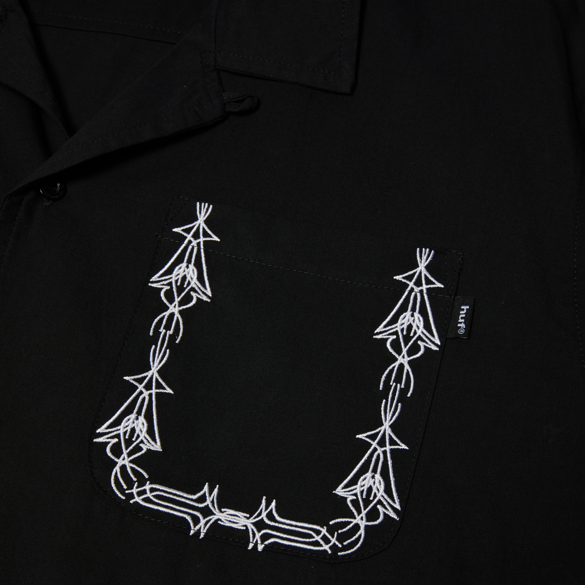 Huf Pinstripe Embroidered Resort Shirt Black