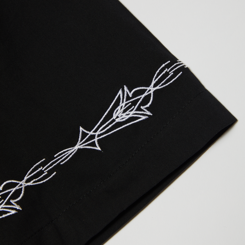 Huf Pinstripe Embroidered Resort Shirt Black