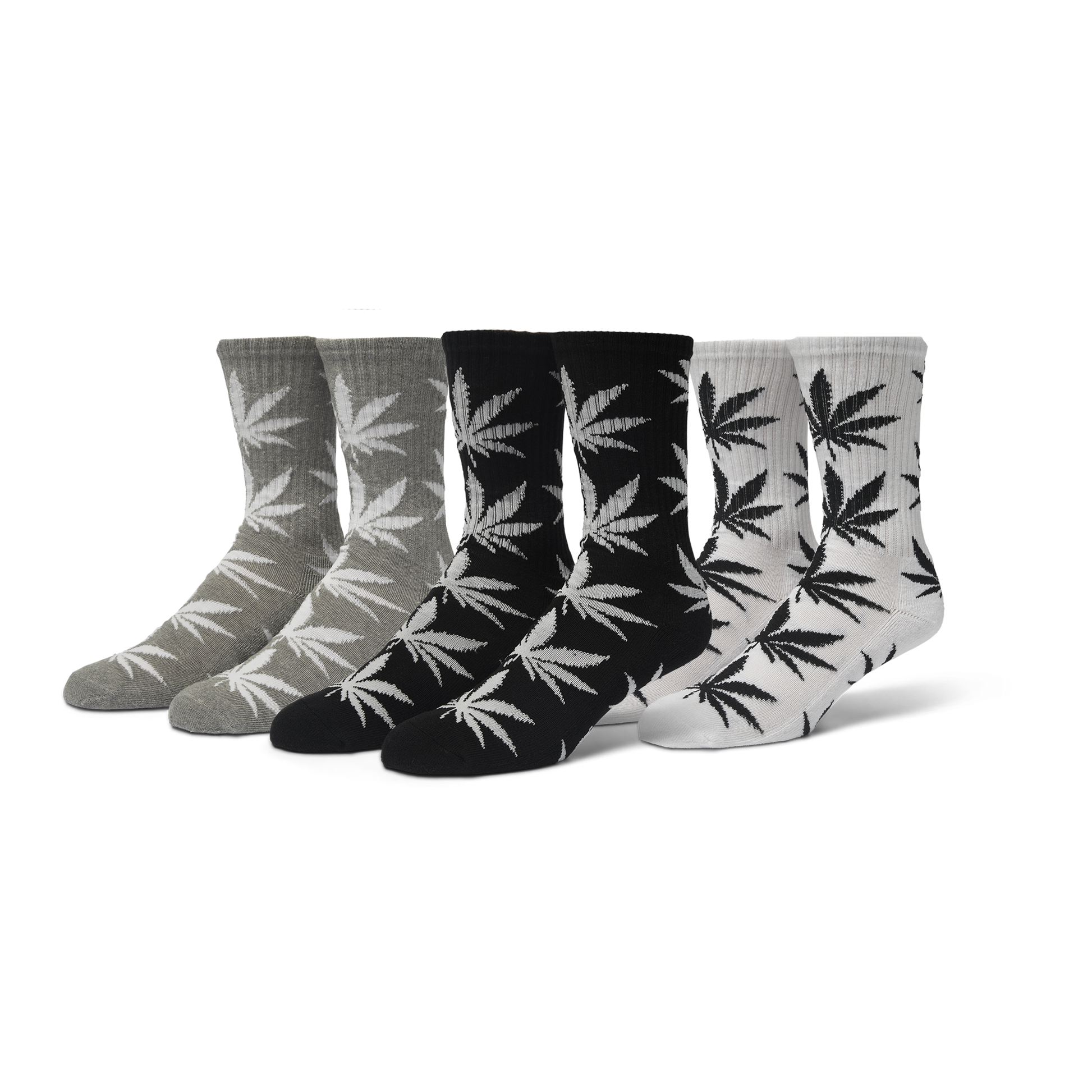 Huf Plantlife Crew Sock 3-Pack White Black Heather