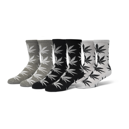 Huf Plantlife Crew Sock 3-Pack White Black Heather