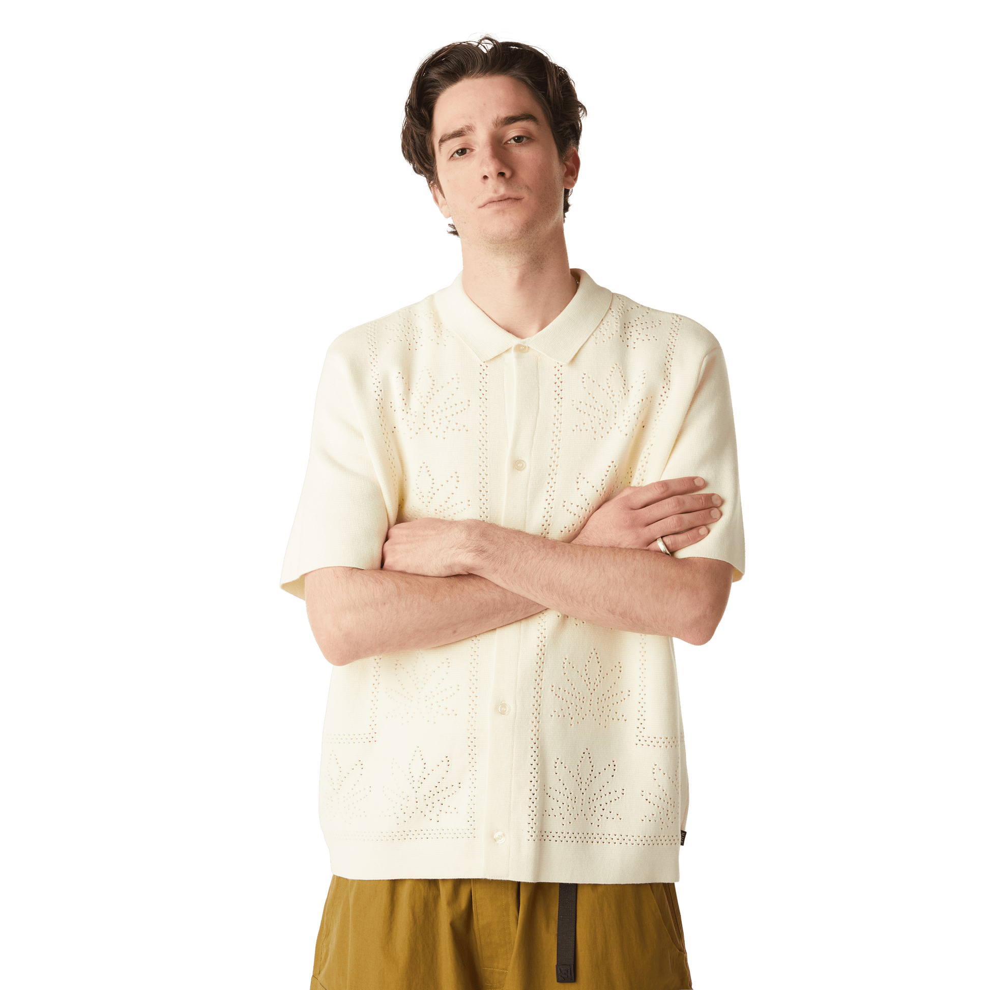 Huf Plantlife Perforated Knit Top Natural