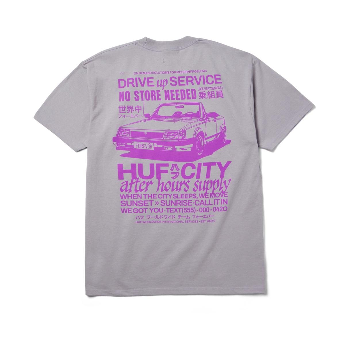 HUF Pull Up T-Shirt Lilac Chalk