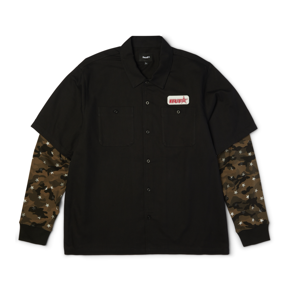 HUF Shadows Long Sleeve Work Shirt Black