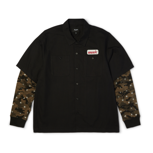 HUF Shadows Long Sleeve Work Shirt Black