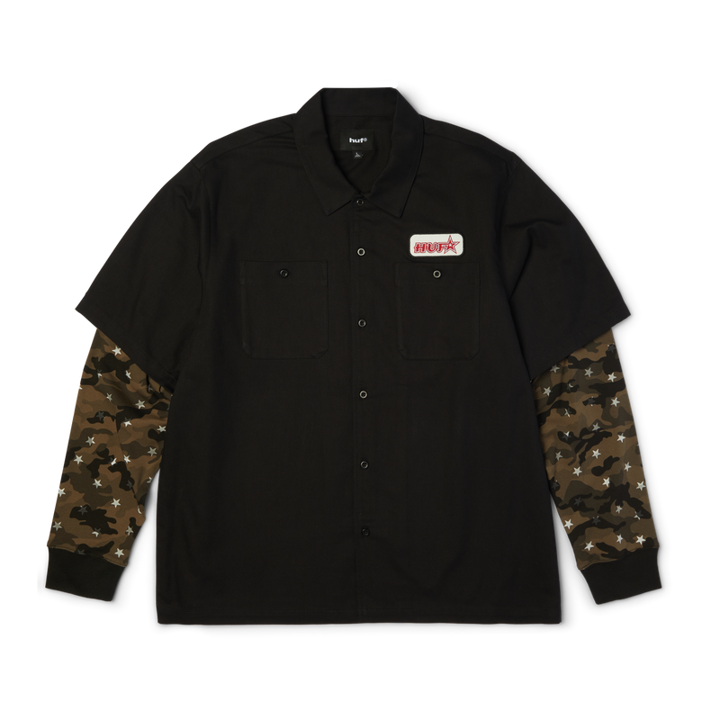 HUF Shadows Long Sleeve Work Shirt Black