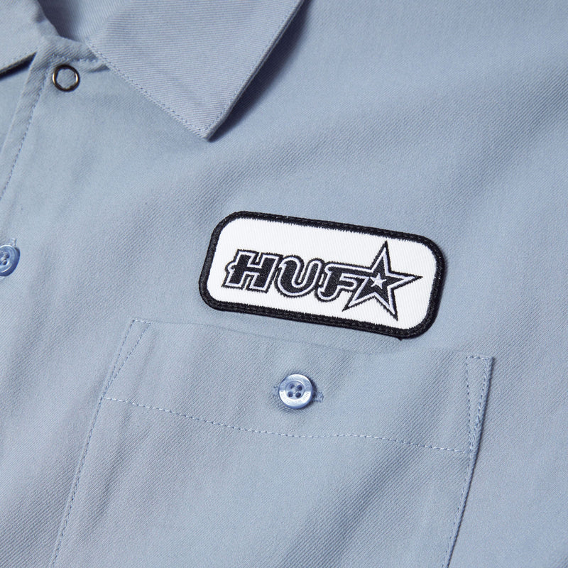 HUF Shadows Long Sleeve Work Shirt Light Blue
