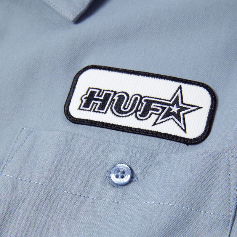 HUF Shadows Long Sleeve Work Shirt Light Blue