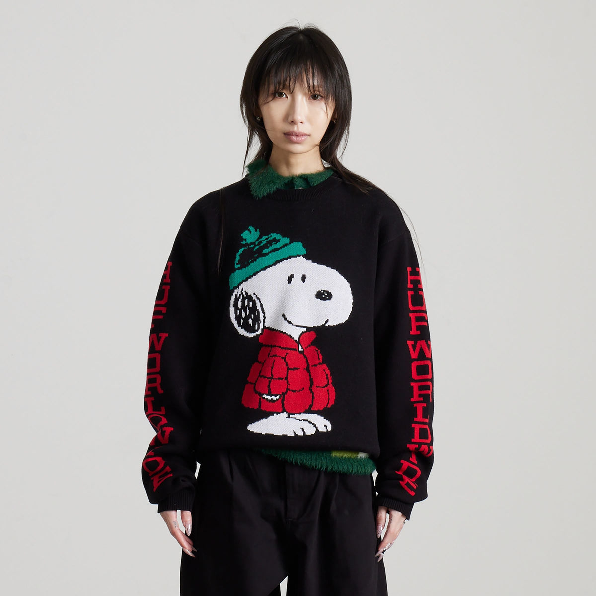 HUF Snoopy Puffer Sweater Black