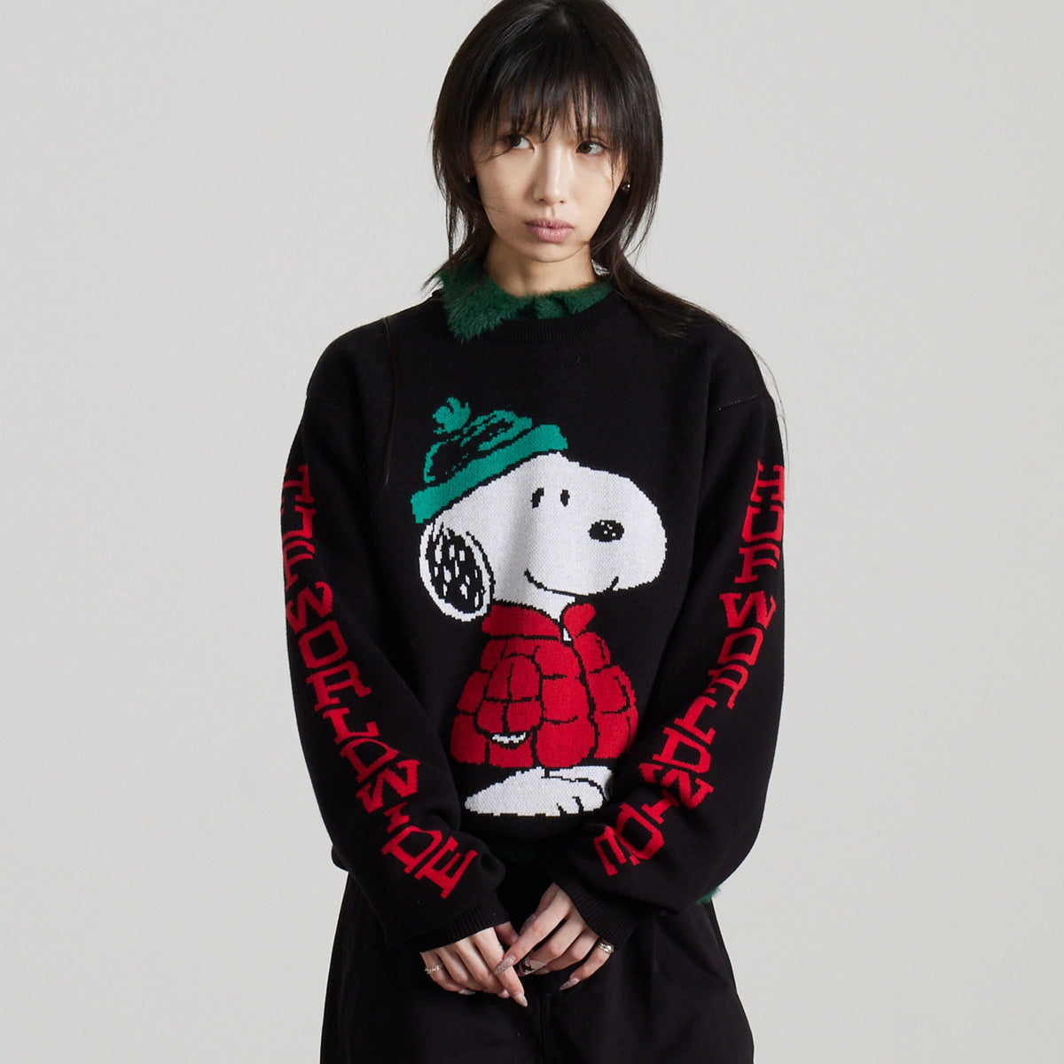 HUF Snoopy Puffer Sweater Black