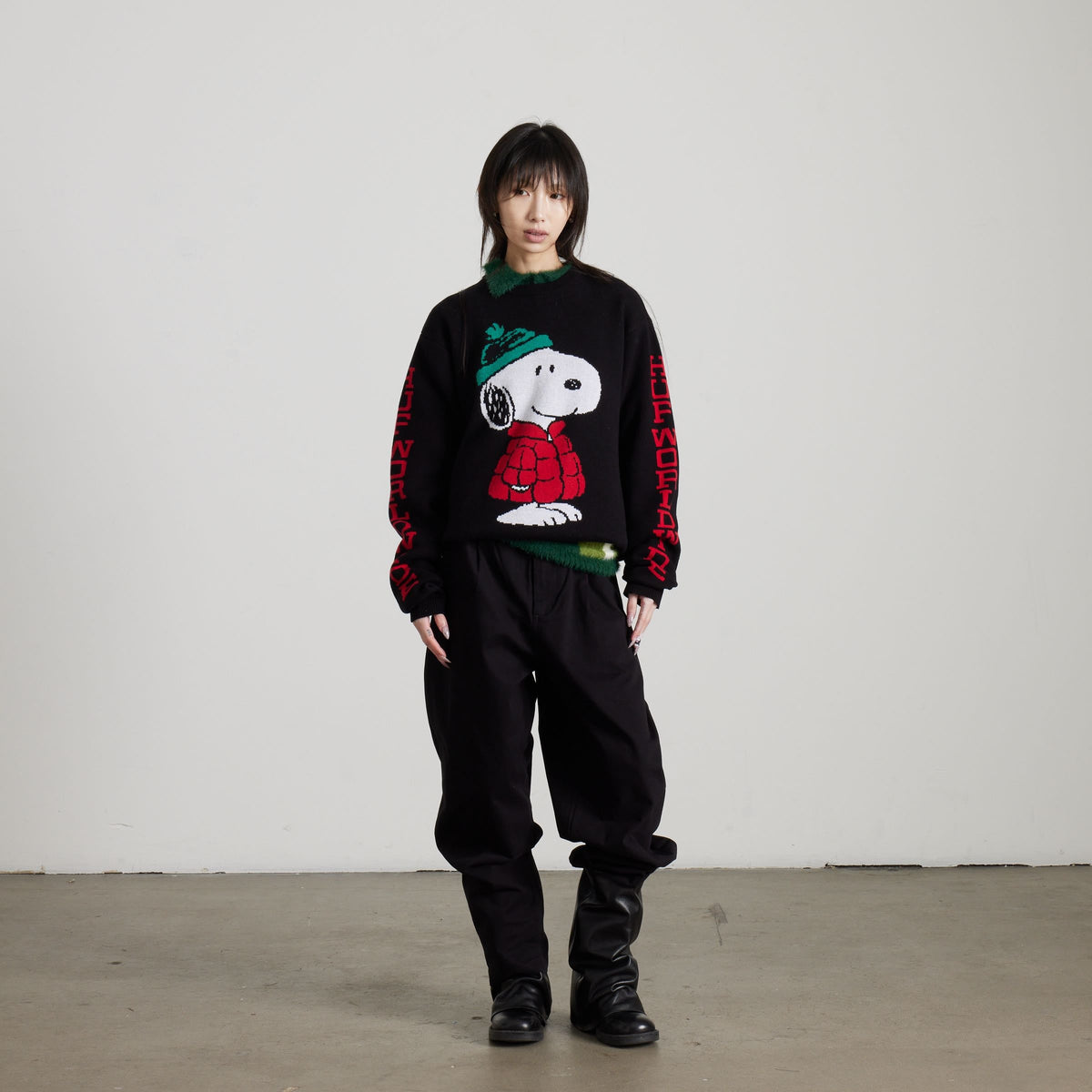 HUF Snoopy Puffer Sweater Black
