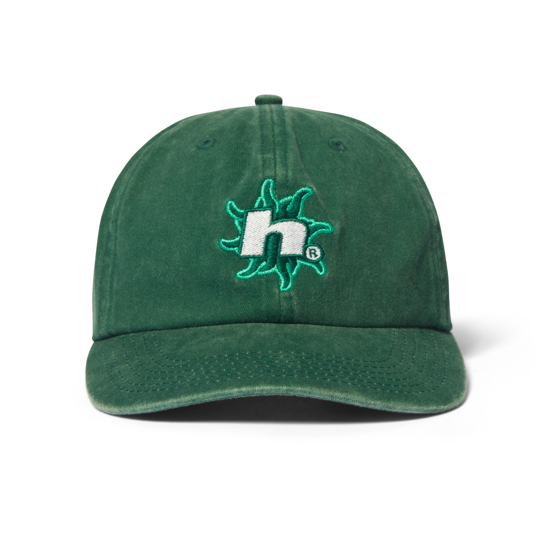 Huf Sol Denim 6-Panel Curved-Visor Washed Hat Forest Green