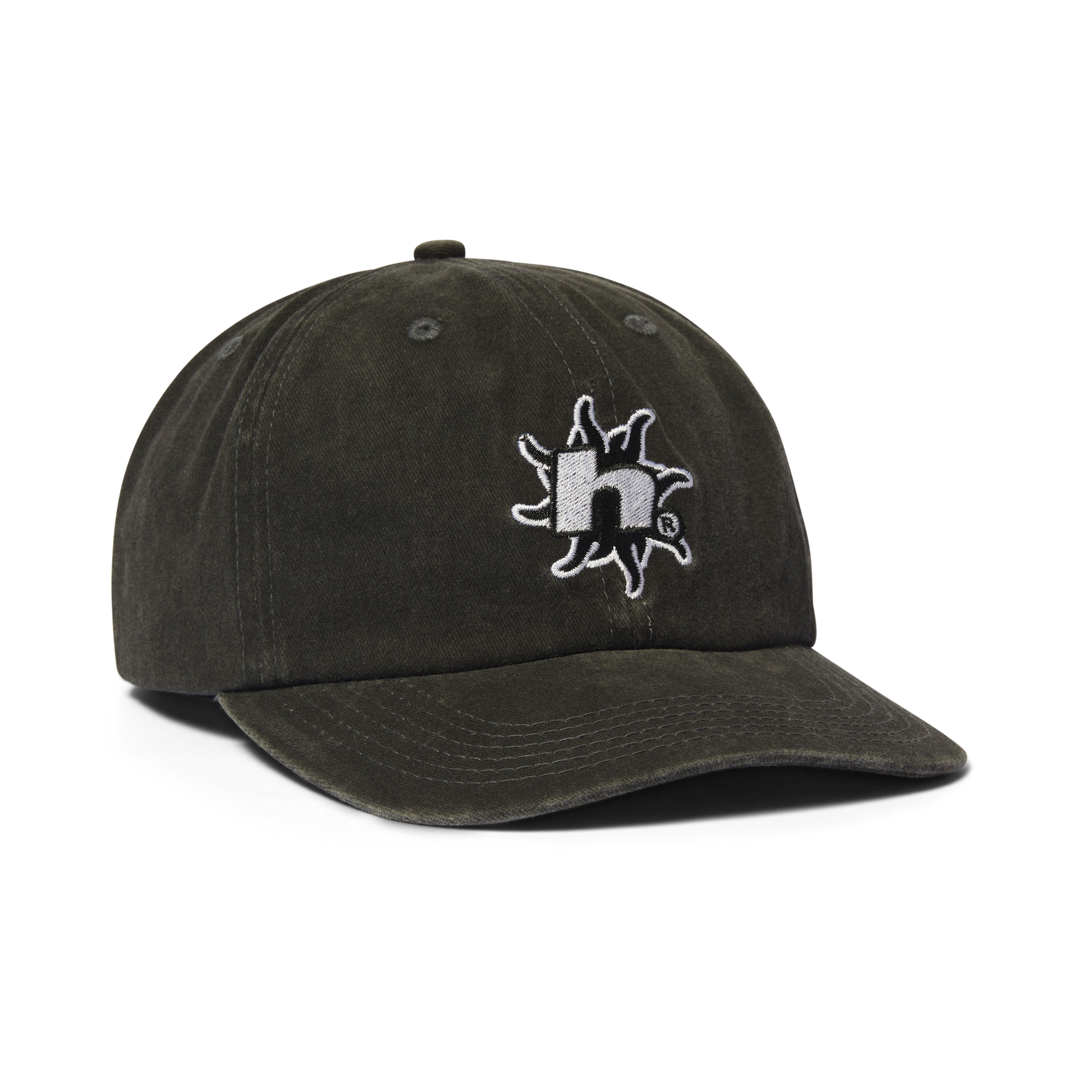 Huf Sol Denim 6-Panel Curved-Visor Washed Hat Washed Black