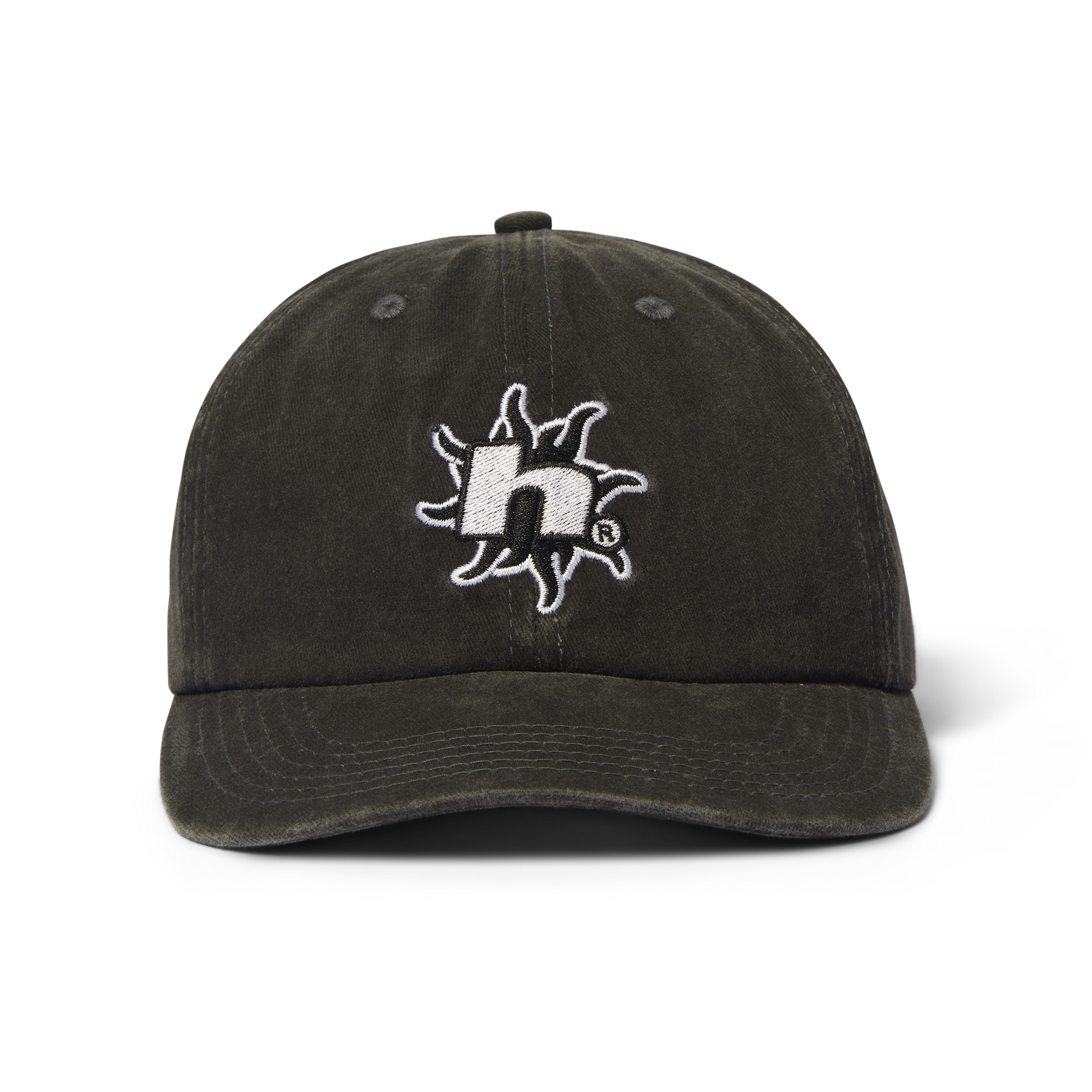 Huf Sol Denim 6-Panel Curved-Visor Washed Hat Washed Black