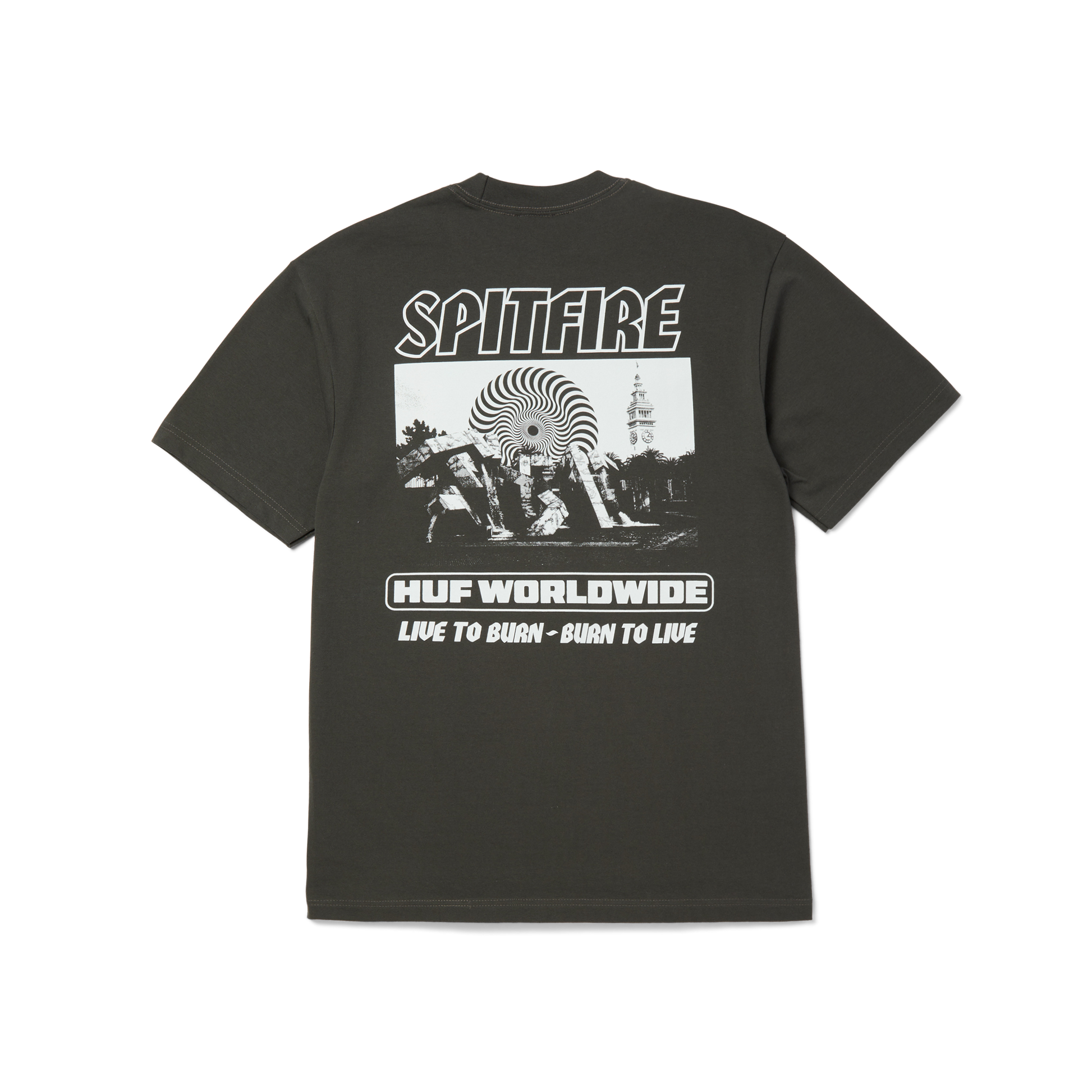 Huf Huf X Spitfire Burn Heavyweight T-Shirt Washed Black
