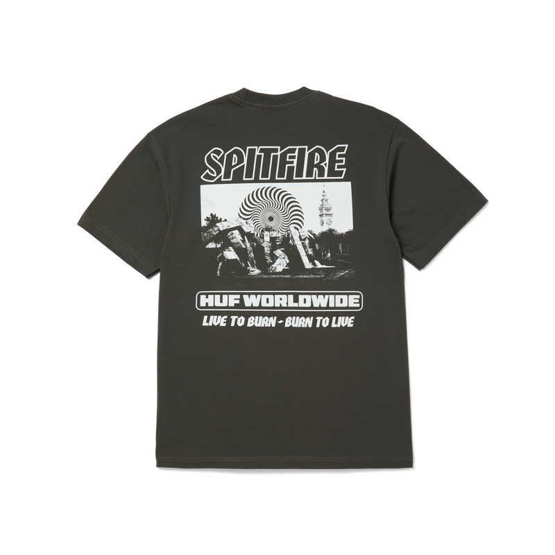 Huf Huf X Spitfire Burn Heavyweight T-Shirt Washed Black
