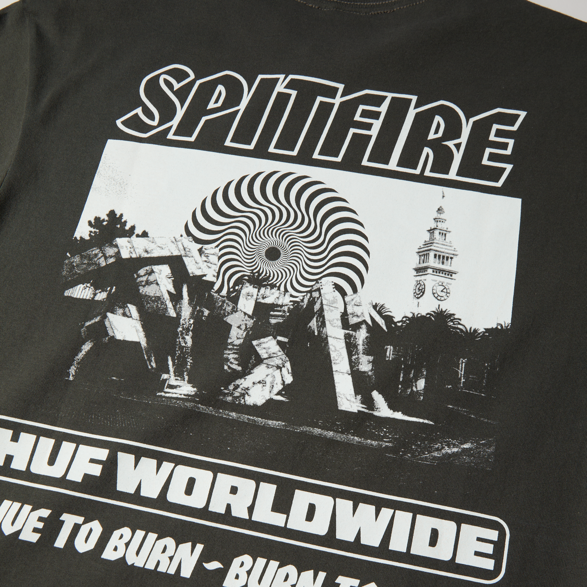 Huf Huf X Spitfire Burn Heavyweight T-Shirt Washed Black
