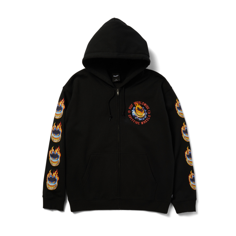 Huf Huf X Spitfire Chrome Head Full-Zip Hoodie Black