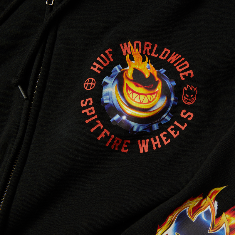 Huf Huf X Spitfire Chrome Head Full-Zip Hoodie Black