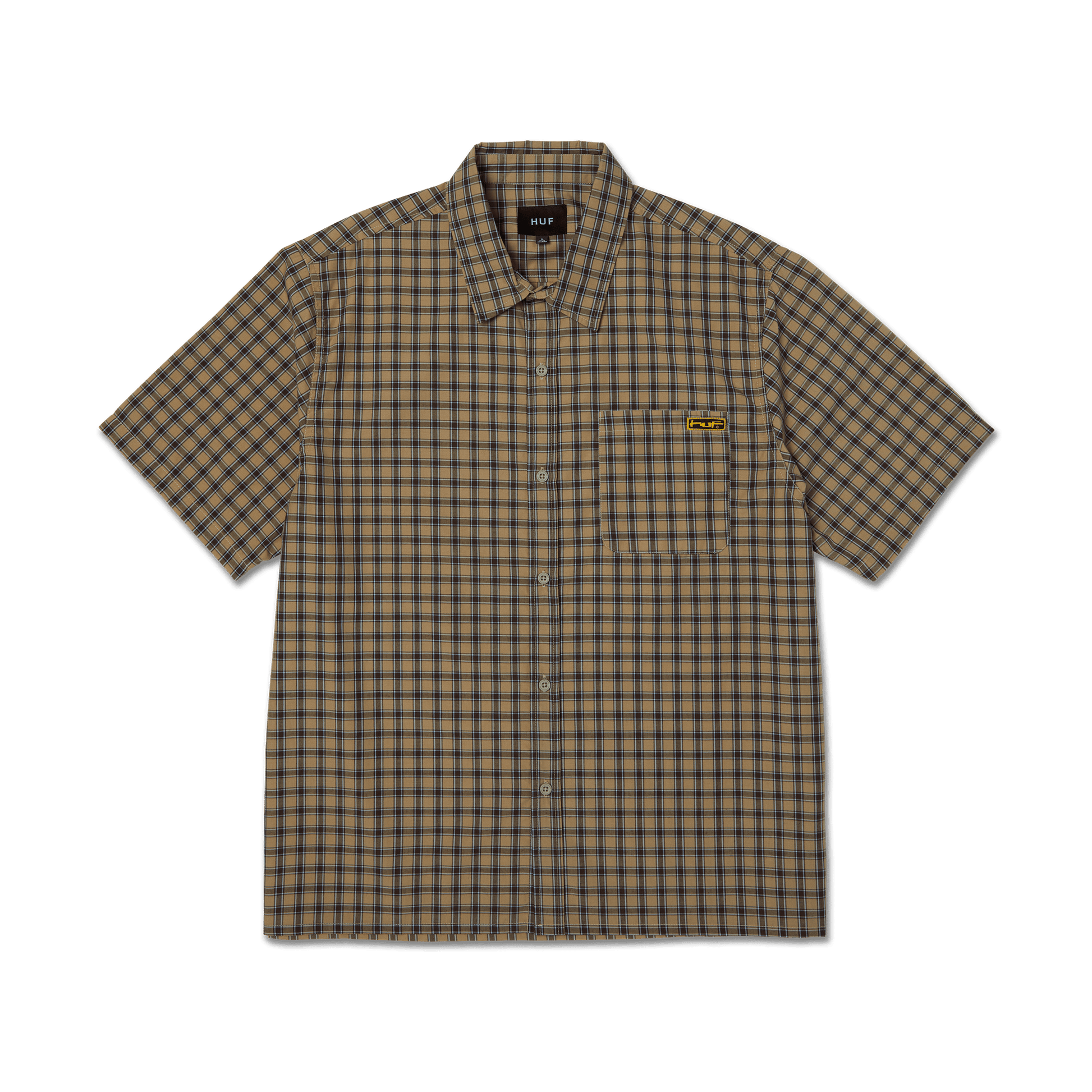 HUF Stretch Micro Plaid Shirt Clay