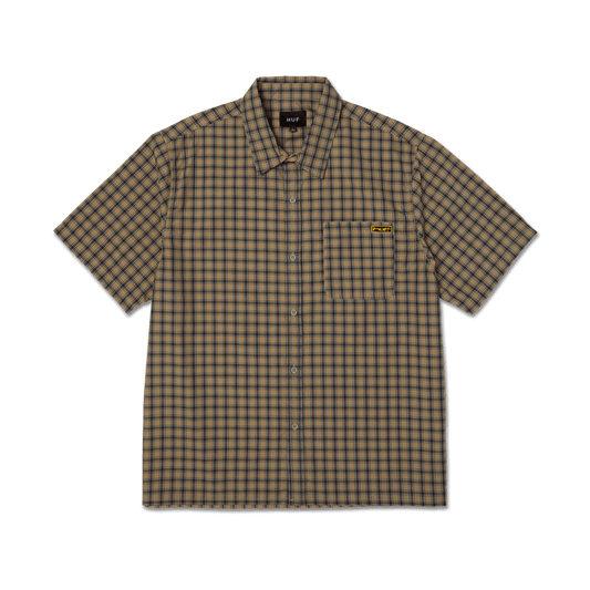 HUF Stretch Micro Plaid Shirt Clay