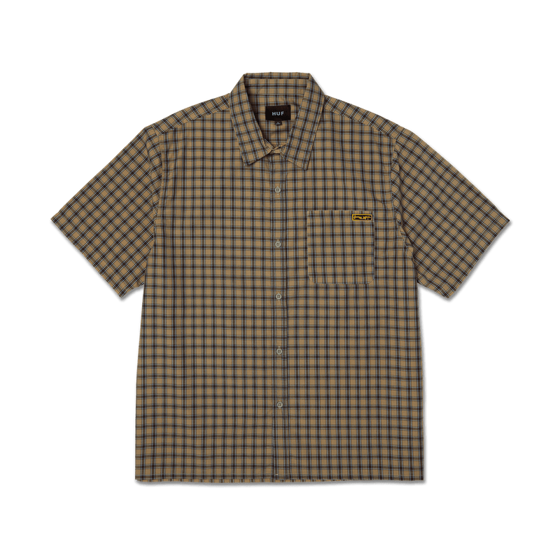HUF Stretch Micro Plaid Shirt Clay