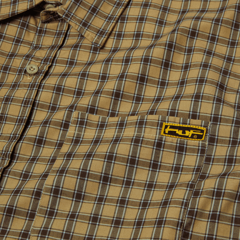 HUF Stretch Micro Plaid Shirt Clay