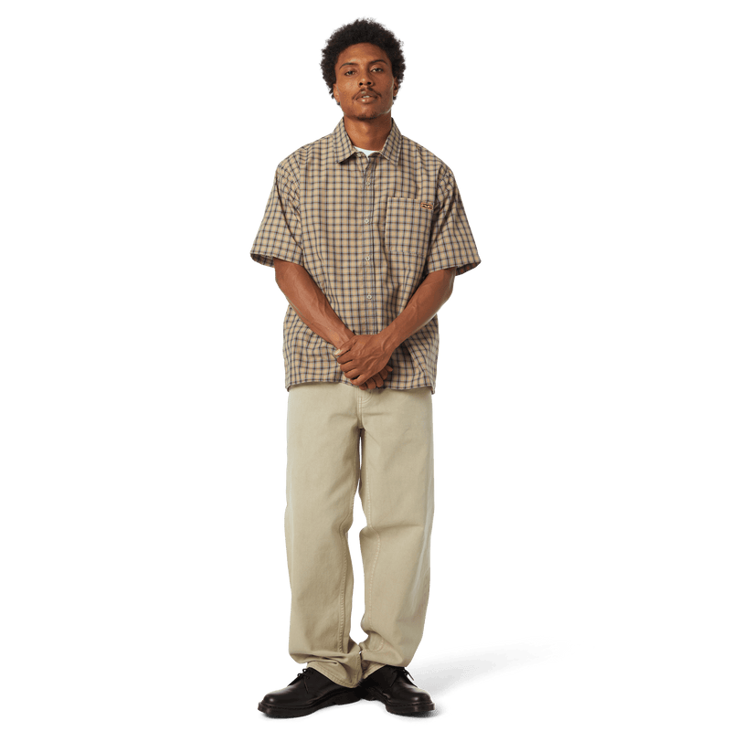 HUF Stretch Micro Plaid Shirt Clay