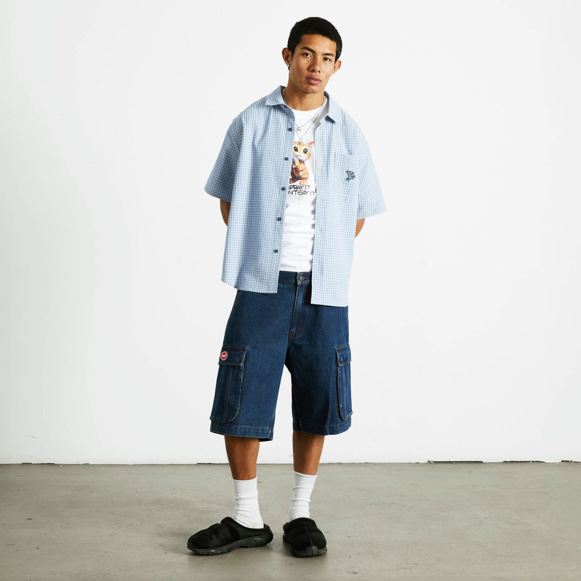 Huf Stuck On You Plaid Shirt Ice Blue