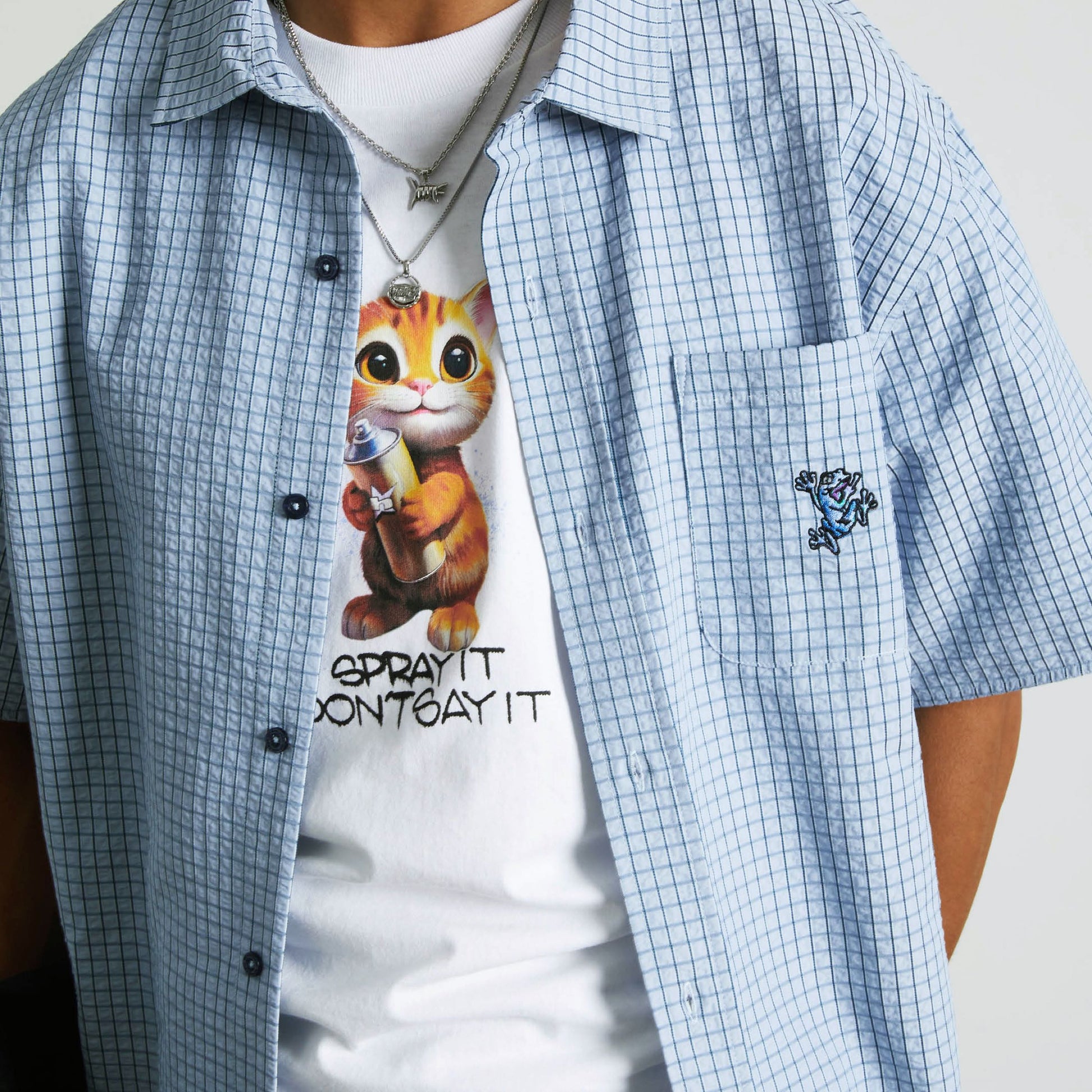 Huf Stuck On You Plaid Shirt Ice Blue