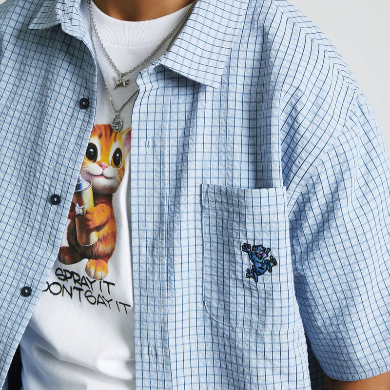 Huf Stuck On You Plaid Shirt Ice Blue