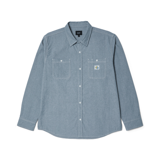 Huf Total Eclipse Chambray Shirt Light Blue
