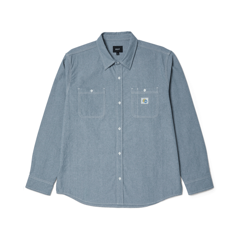 Huf Total Eclipse Chambray Shirt Light Blue