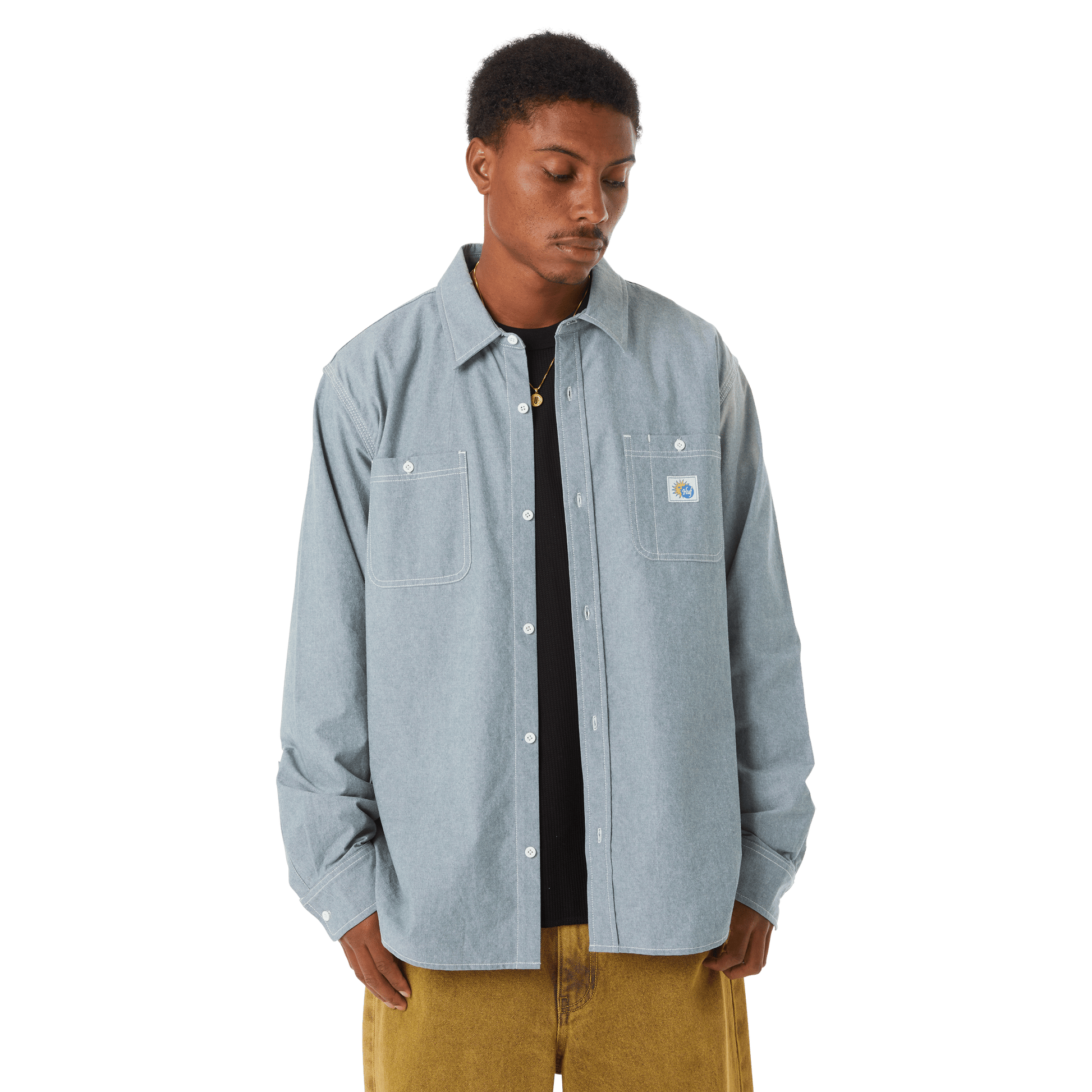 Huf Total Eclipse Chambray Shirt Light Blue