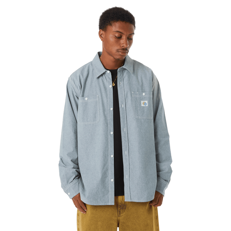 Huf Total Eclipse Chambray Shirt Light Blue