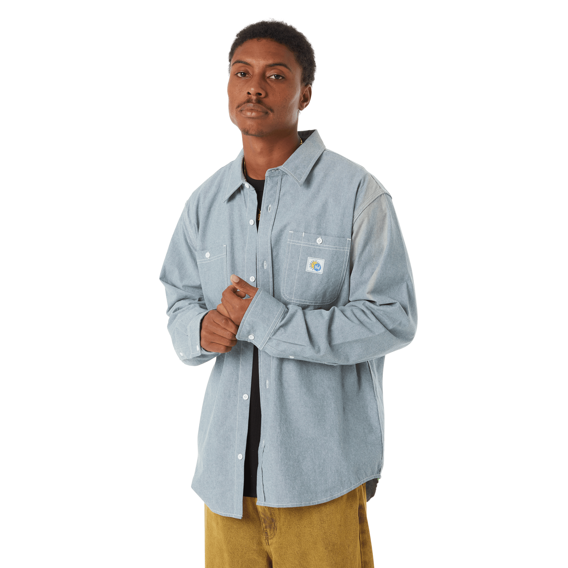 Huf Total Eclipse Chambray Shirt Light Blue