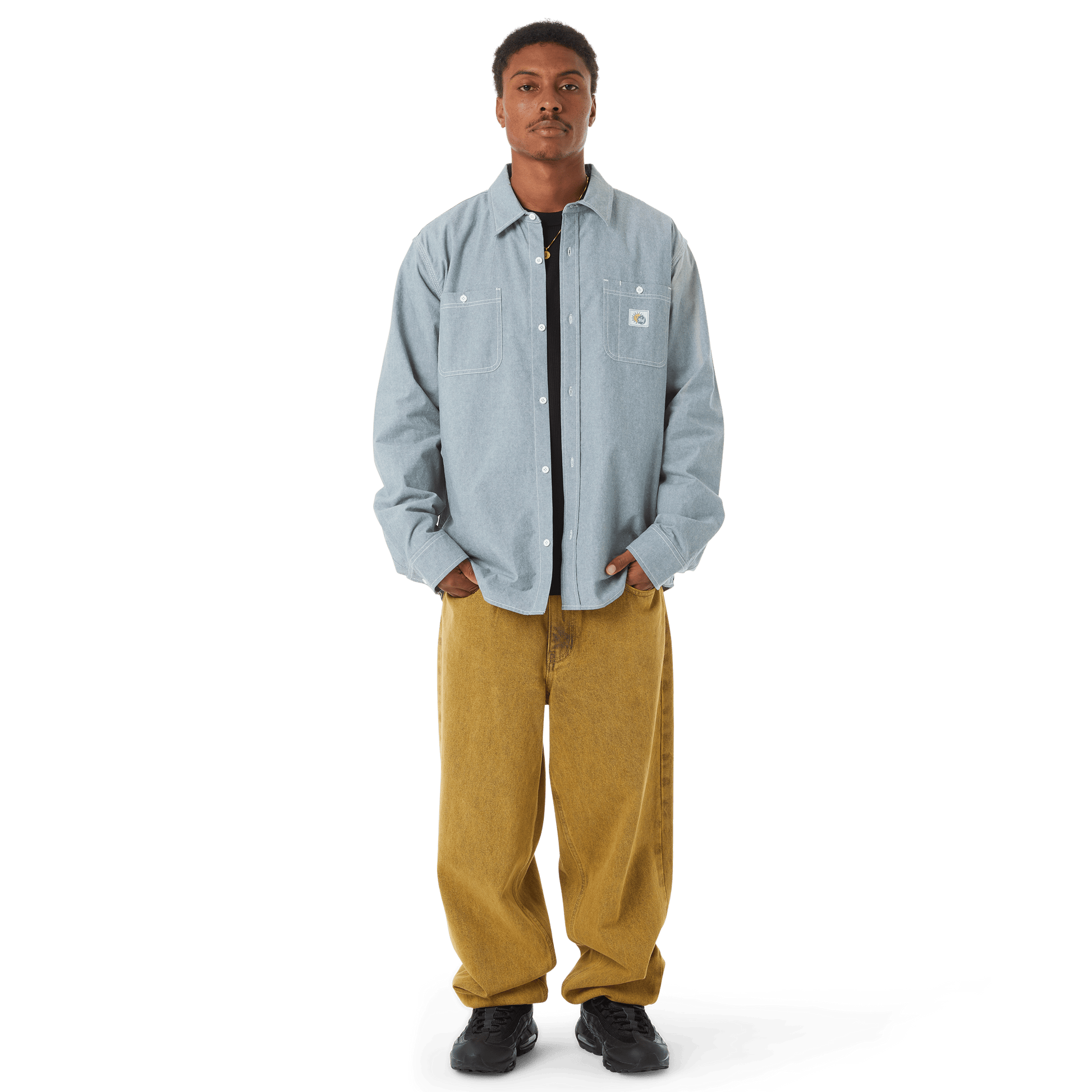 Huf Total Eclipse Chambray Shirt Light Blue
