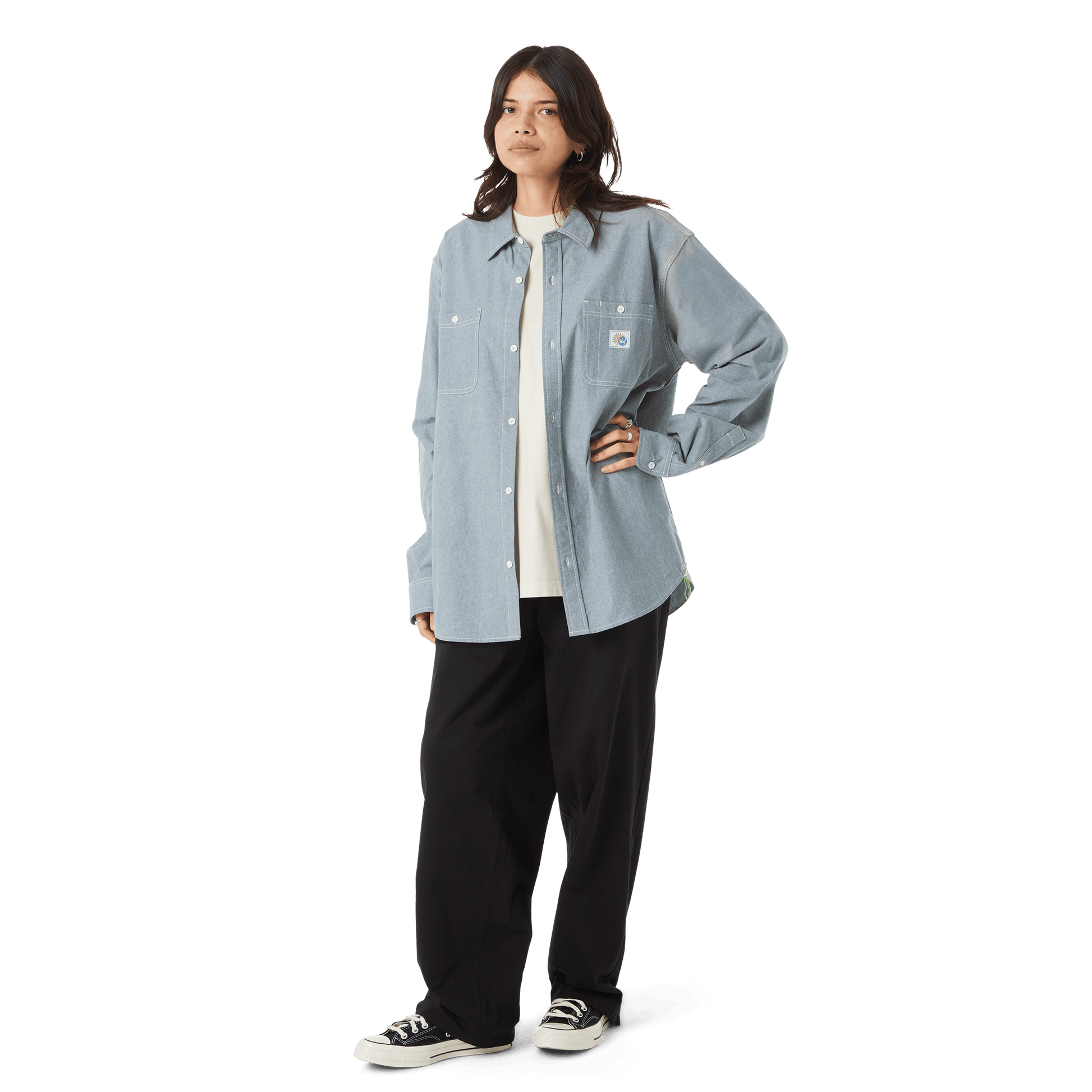 Huf Total Eclipse Chambray Shirt Light Blue