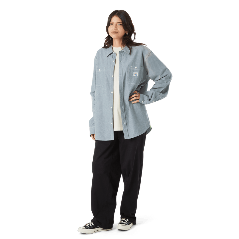 Huf Total Eclipse Chambray Shirt Light Blue