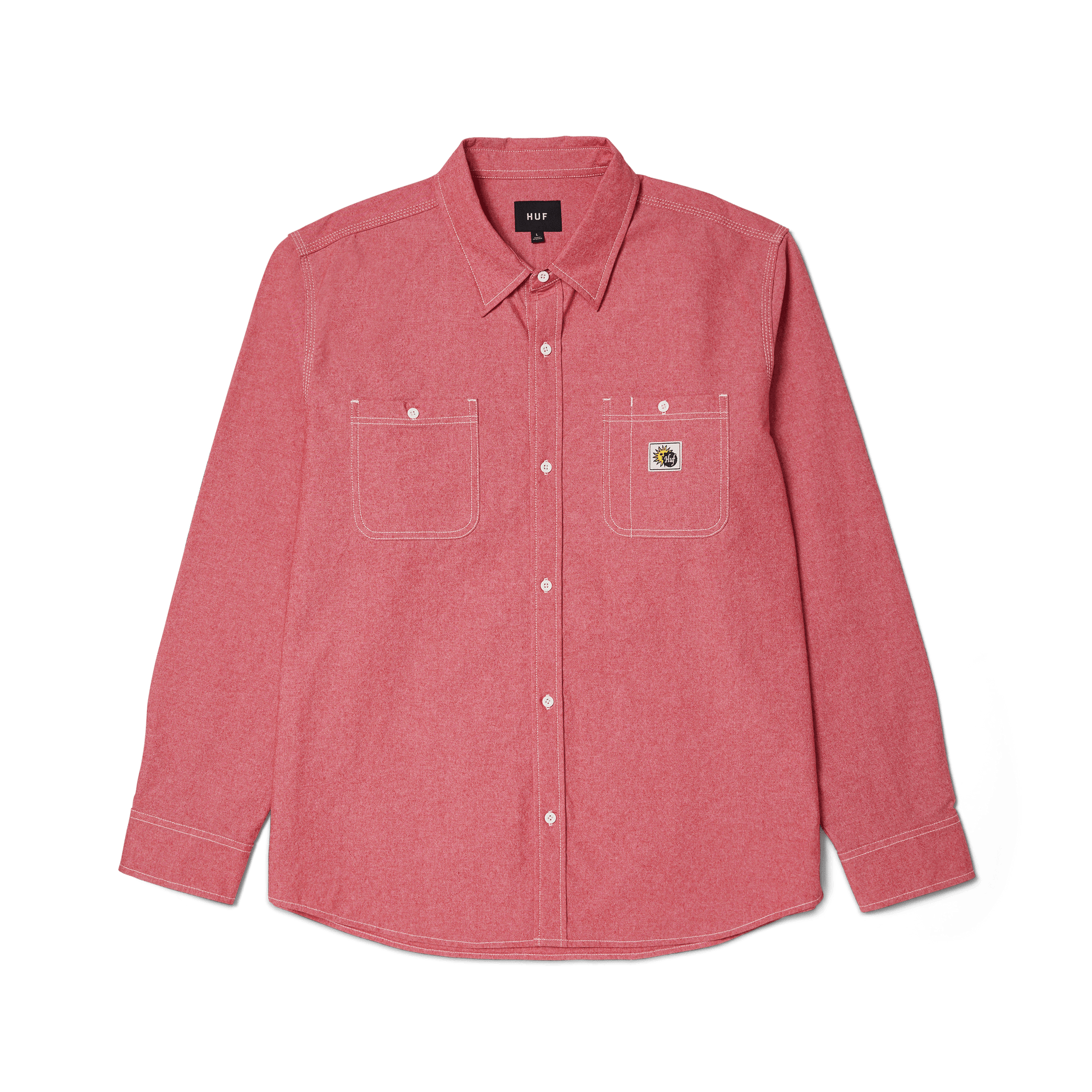 Huf Total Eclipse Chambray Shirt Red