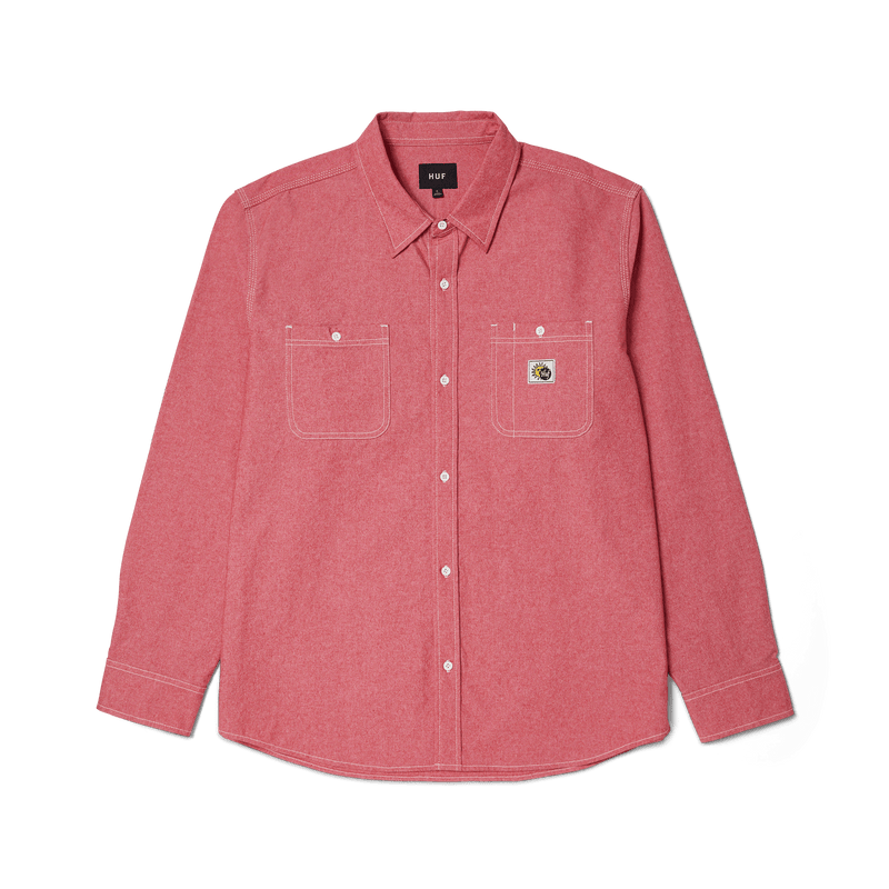 Huf Total Eclipse Chambray Shirt Red